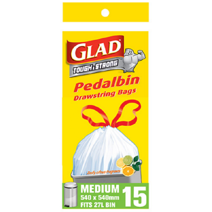Glad® Tidy Bin range Pedalbin bags Medium 15’s – 540mm x 540mm