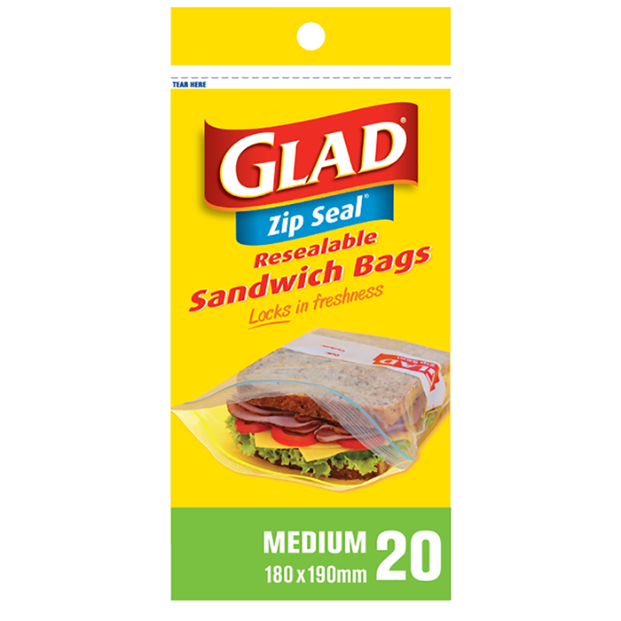 Glad® Zip Seal® Sandwich Bags – 180mm x 190mm - Glad RSA